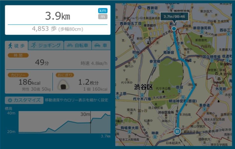 距離が分かる