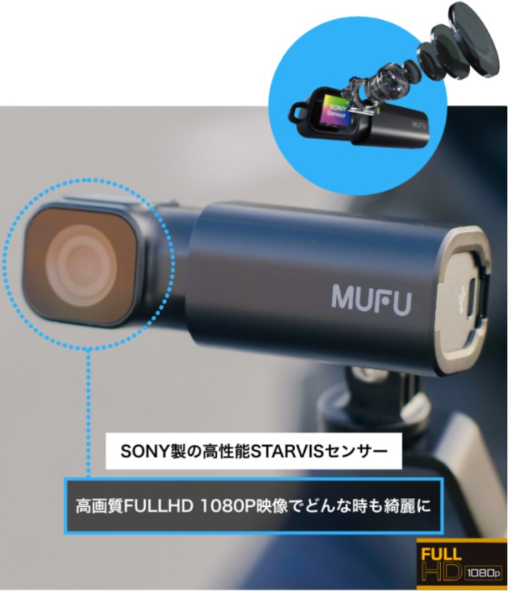 簡単に取り付けられるバイク用ドライブレコーダー「MUFU_V10S 